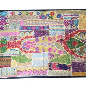 Vintage Tapestry Indian,Recycle Sari Patchwork Wall Hanging