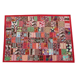 Vintage Indian Patchwork Tapestry: Handmade Wall Hanging (40&#39;&#39;x60&#39;&#39;)