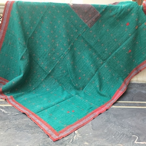 Rare Vintage Kantha Quilt-Reversible Soft Cotton Kantha throw,Shabby Chic Bedding, Kantha Comforter, Indian Kantha,Vintage Embroidery,Kantha