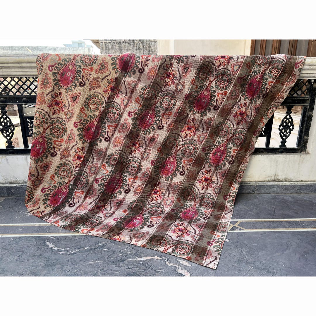 Handcrafted Indian & Vintage Persian Rugs Style Kantha Blanket,kantha ...