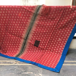 Vintage Kantha Quilt: Indian Handmade Twin Throw Blanket