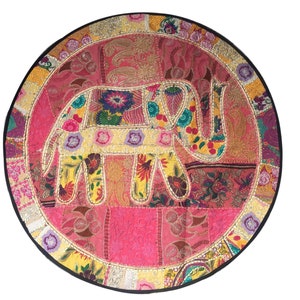 Handmade Indian Patchwork Floor Cover: Boho Wall Hanging (100cm)