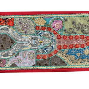 Handmade Indian Tapestry: Vintage Sari Patchwork Wall Hanging