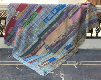 Vintage Kantha Quilt,Cotton Blanket, Indian Quilt, Quilt, Kantha, Blanket Throw, Kantha Throw, Patchwork Bedding, Reversible Coverlet