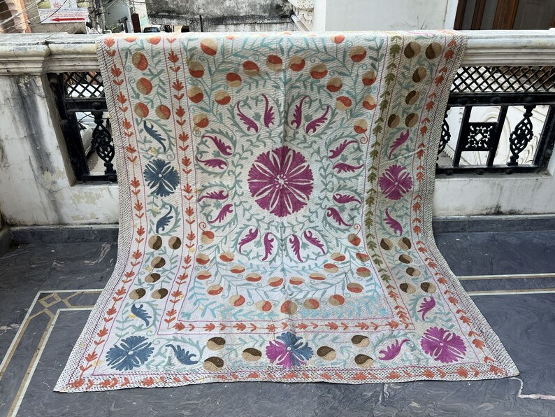 Discover an Extraordinary Suzani Vintage Kantha Quilt A Rare Hand