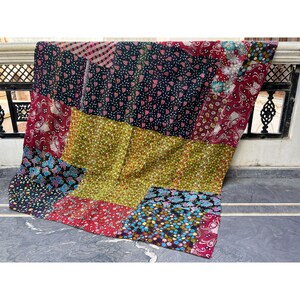 Bohemian Kantha Quilt: Vintage Indian Handmade Cotton Bedspread