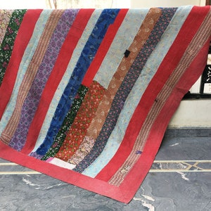 Edredón kantha vintage único en su tipo, reversible, con el mejor diseño colorido, manta de edredón kantha vintage