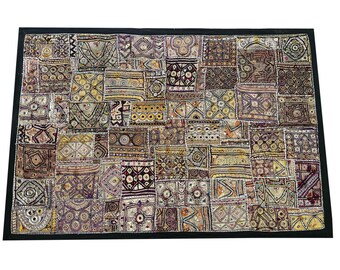 Vintage Indian Tapestry: Hand-Embroidered Tribal Wall Hanging (40x60 inches)