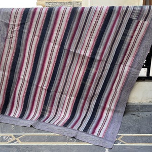 Boho Vintage Reversible Kantha Quilt, Indian Sari Best Quality Kantha Throw
