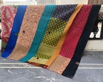 Home Decor Vintage Kantha Quilt,Patchwork Handmade Cotton kantha sari Throw,Bohemian kantha Blanket
