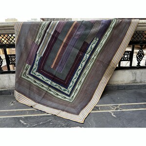 Trapunta reversibile Kantha in stile boho vintage, plaid patchwork in stile sari indiano