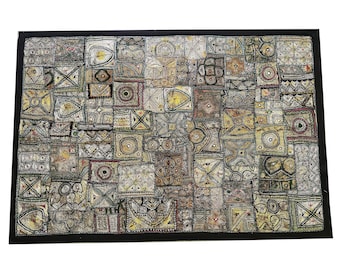 Vintage Hand-Embroidered Indian Tapestry: Tribal Wall Decor (40x60 inches)