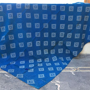 Edredón kantha indio vintage auténtico, único en su tipo, hecho a mano, azul, colcha kantha india vintage de algodón, cubrecama, manta tamaño doble