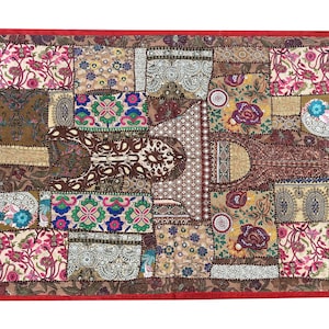 Vintage Indian Patchwork Tapestry: Handmade Wall Hanging (40&#39;&#39;x60&#39;&#39;)