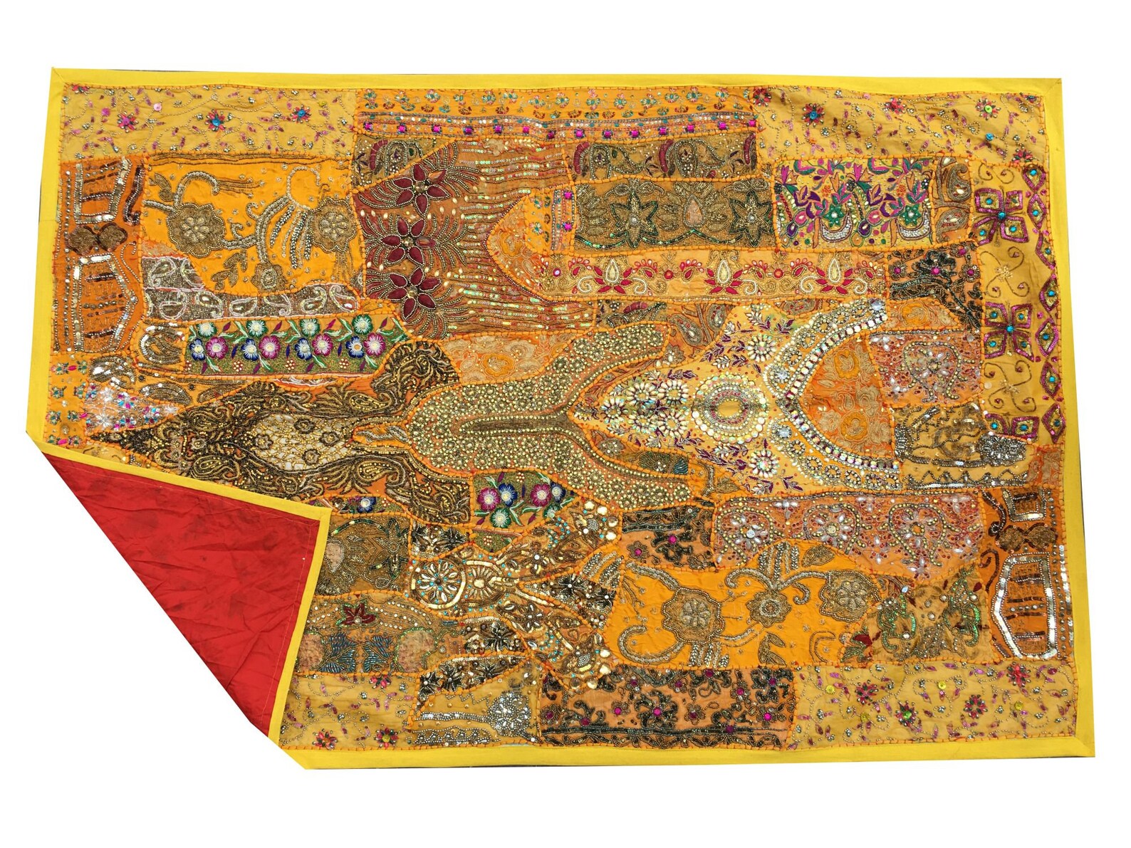 Indian Wall Hanging Tapestry Vintage sari Beaded Patchwork Etsy