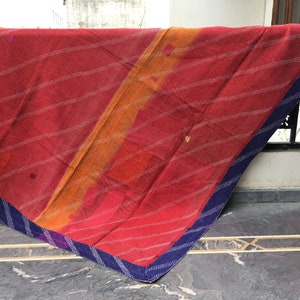 Handmade Twin Kantha Quilt: Vintage Reversible Cotton Bedspread