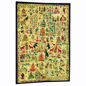 ヴィンテージインドパッチワークタペストリー、壁装飾背景アート