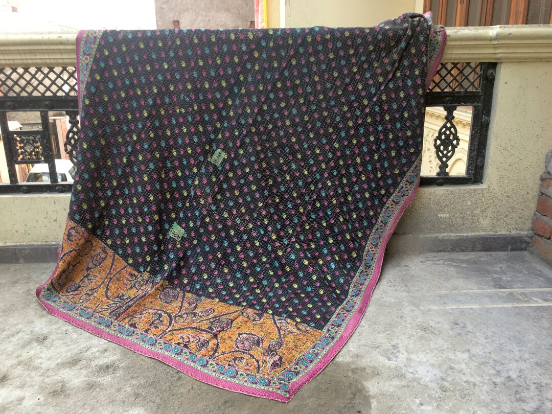 Amazing Vintage Kantha Quilt,rare Rug Throw Blanket Unique Cotton ...