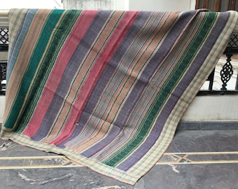 Vintage Kantha Quilt: Handmade Indian Patchwork Throw