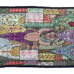 Vintage Sari Patchwork Tapestry: Handmade Indian Wall Hanging, Ethnic Decor