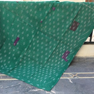 Handmade Twin Kantha Quilt: Vintage Reversible Cotton Bedspread
