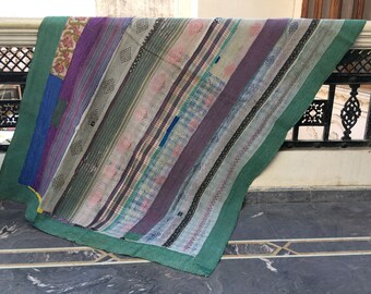 Manta vintage Sari Kantha: Colcha de retalhos indiana