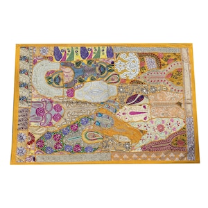 Vintage Indian Patchwork Tapestry: Handmade Wall Hanging (40&#39;&#39;x60&#39;&#39;)