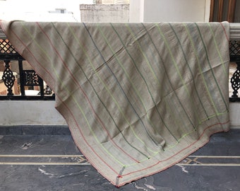 Hand-Stitched Floral Kantha Quilt: Reversible Twin Cotton Bedspread