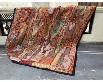 Vintage Sari Beaded Patchwork Bohemian Skirt 28