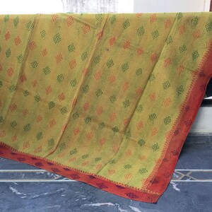 Vintage Sari Kantha Throw: Handmade Indian Stitched Quilt