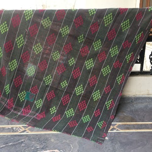 Sari Patchwork Kantha Quilt Vintage Cotton Kantha Blanket Hand Stitched Reversible Kantha Throw Indian Bohemian Kantha Bedspread