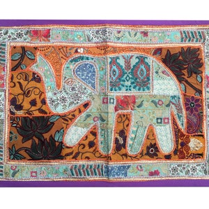 Handmade Indian Wall Tapestry: Vintage Sari Patchwork, Bohemian Decor