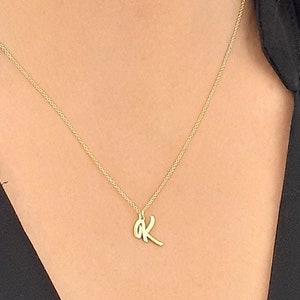 14K Solid Gold Script Buchstabe Halskette - Benutzerdefinierte Buchstabe Halskette - Massivgold Kette - Initial Halskette - Buchstabe Halskette - Geschenk für Sie