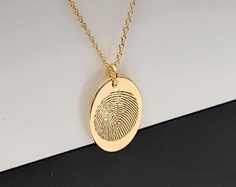 14k Yellow Gold Fingerprint Necklace – Personalized Memorial Keepsake