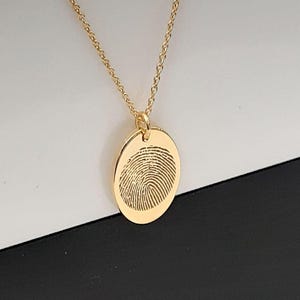 14k Yellow gold Fingerprint Necklace - Unique gold Sympathy Gift - Delicate Personalized Fingerprint Necklace For Her - layered necklace