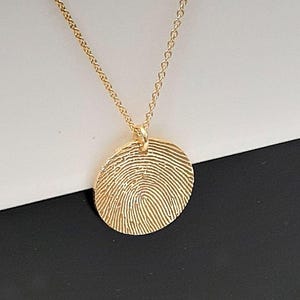 Handwriting Necklace • Custom Handwriting Jewelry • Signature Disc Necklace • Fingerprint Necklace • MOTHERS GIFT  Yellow gold Memorial Gift
