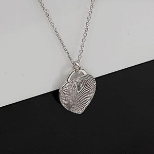 14K Solid Gold Actual Fingerprint Necklace • Engraved Fingerprint Handwriting Jewelry • Custom Heart • Memorial necklace Personalized Gift