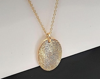 Personalisierte 14K Gold Fingerabdruck Halskette • Handschrift Erinnerungsschmuck