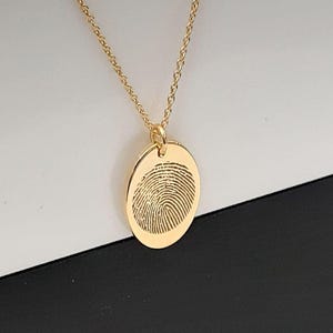Personalized Fingerprint Jewelry, Fingerprint Necklace in 14k solid gold, Custom Memorial Necklace, Fingerprint gift for mom.