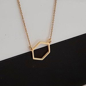 14k gold hexagon necklace / gold geometric necklace / dainty necklace / delicate necklace / minimalist necklace / layering necklace gift image 1