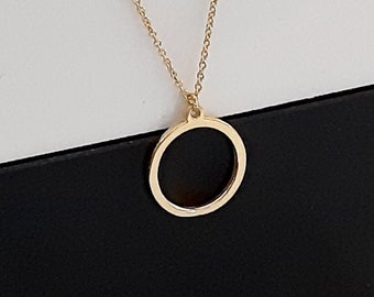 14k Yellow gold karma necklace, 14k solid gold thin chain, circle necklace , minimalist necklace, 14k gold necklace karma, layered necklace