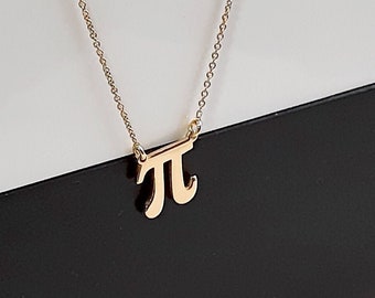 Pi Necklace, Pi Jewelry, Math Necklace, Pi Symbol Necklace, Geometry 14k solid gold , Pi Necklace, Pi Pendant , layered necklacegift for her