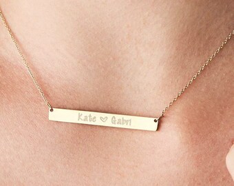 Your Handwriting Bar Necklace - 14k solid gold signature necklace - actual handwriting name bar - memorial gift - gift for her