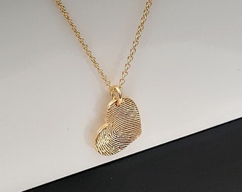 Collar de huella dactilar personalizado de 14k • Collar de huella dactilar con dije de corazón • Joyería de escritura a mano personalizada • Regalo para ella • Regalo para la abuela