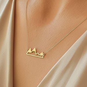 14K Yellow Gold Mountain Necklace, Mountain Necklace, Gold Necklace, solid gold Necklace, Dainty Jewelry, 14k gold gift for her