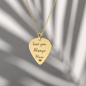 14k solid Gold Guitar Pick Personalized Necklace , Custom Engraved Guitar Pick, Handwrittig Gold Necklace, Personalized  Gift For Musicians