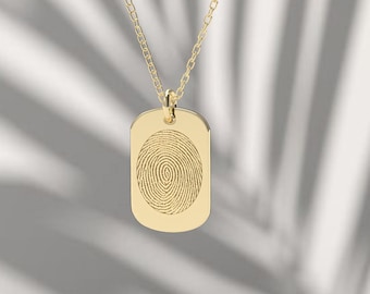 14k Solid Gold Finger Print Pendant, Personalized Pendant, Custom Necklace, Actual Fingerprint Necklace, Engraved Fingerprint Necklace