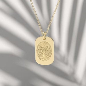 14k Solid Gold Finger Print Pendant, Personalized Pendant, Custom Necklace, Actual Fingerprint Necklace, Engraved Fingerprint Necklace