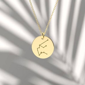 Star Signet Necklace Custom Zodiac Necklace Constellation Necklace Real 14k solid gold Birthday Gift for Her Best Friend Gift image 1