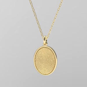 Custom Fingerprint Necklace 14k Solid Gold | Personalized Memorial Jewelry | Actual Fingerprint Pendant | Meaningful Gift for Mom Wife